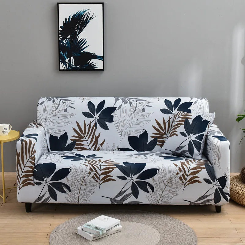 1pc Stylish Floral Printed Stretch Sofa Covers With Elastic Band Furniture Protector For Bedroom Office Living Room Home Decor