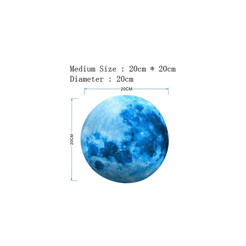 30cm Luminous 3D Moon Wall Stickers For Kids Baby Room Bedroom Decoration Living Room Home Decals Glow In The Dark Wallpaper