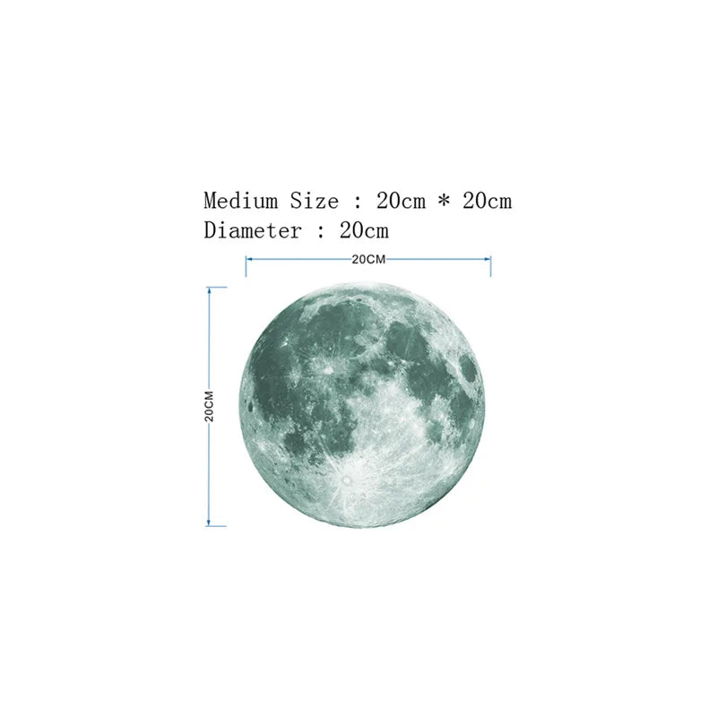 30cm Luminous 3D Moon Wall Stickers For Kids Baby Room Bedroom Decoration Living Room Home Decals Glow In The Dark Wallpaper