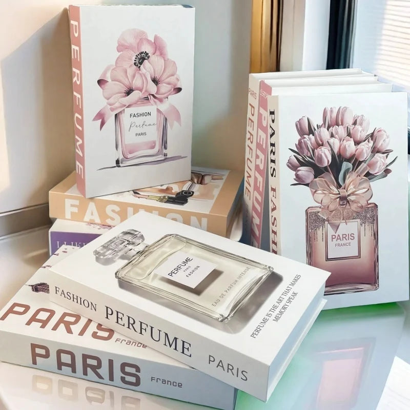 Fashion Perfume Decorative Books Home Decor Open Luxury Fake Book Storage Box Coffee Table Shelf Ornaments Interior Decoration