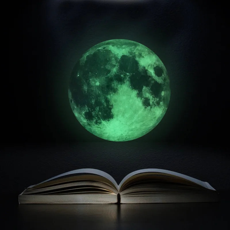 30cm Luminous 3D Moon Wall Stickers For Kids Baby Room Bedroom Decoration Living Room Home Decals Glow In The Dark Wallpaper