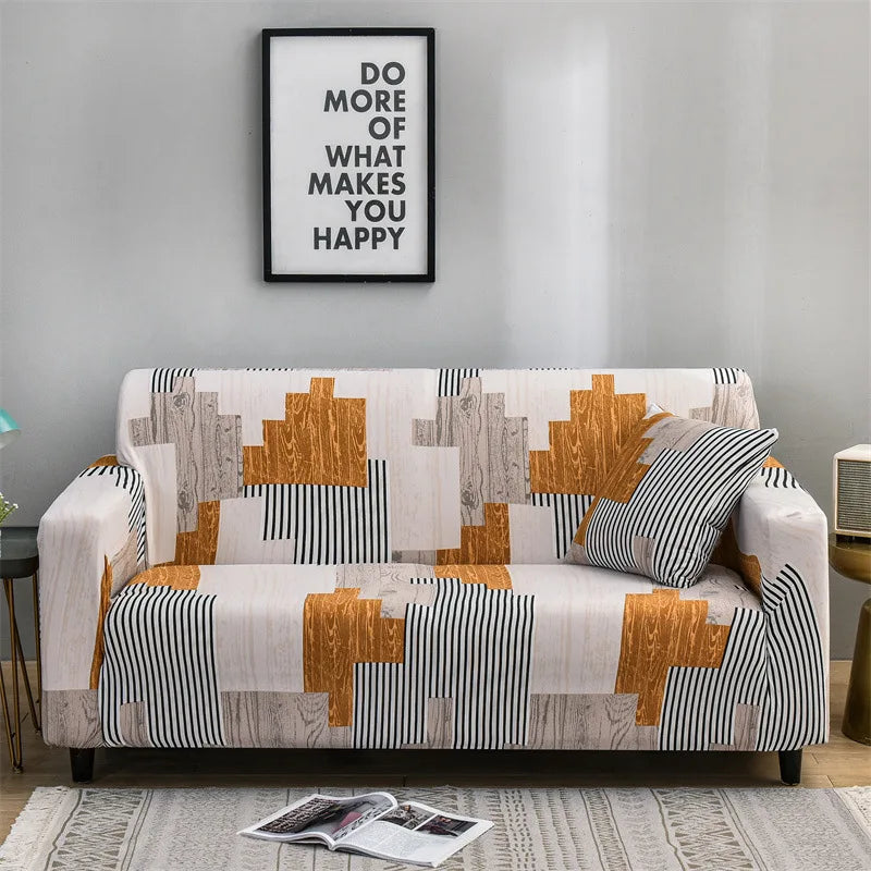 1pc Stylish Floral Printed Stretch Sofa Covers With Elastic Band Furniture Protector For Bedroom Office Living Room Home Decor