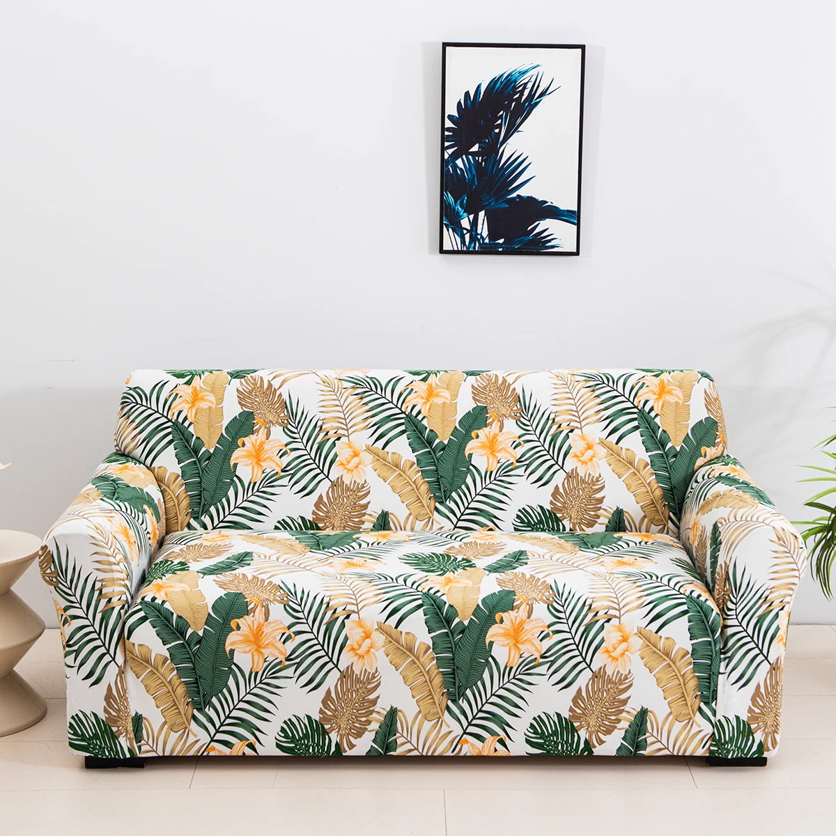 1pc Stylish Floral Printed Stretch Sofa Covers With Elastic Band Furniture Protector For Bedroom Office Living Room Home Decor