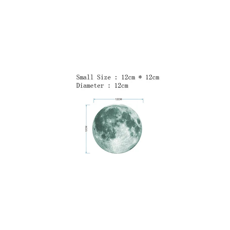 30cm Luminous 3D Moon Wall Stickers For Kids Baby Room Bedroom Decoration Living Room Home Decals Glow In The Dark Wallpaper