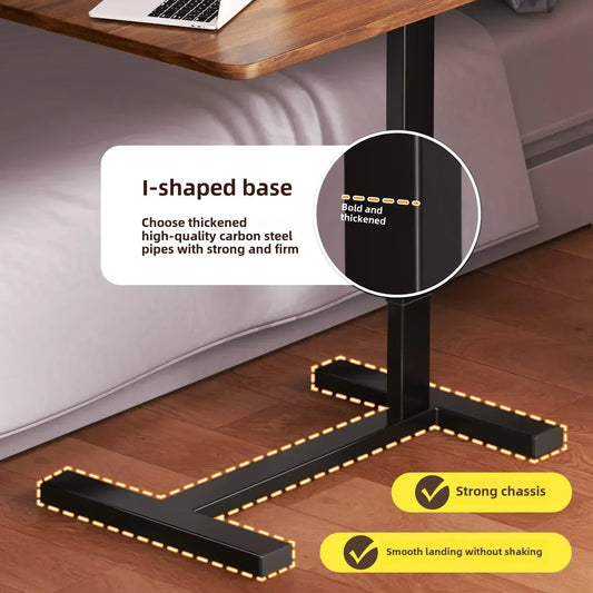 Close-up of pneumatic lift mechanism on adjustable table